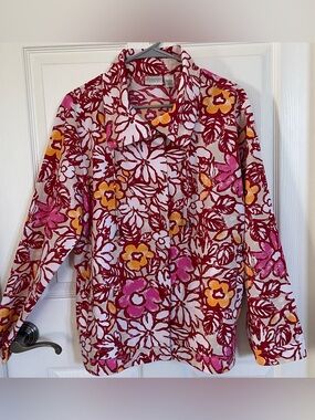 Zenergy by Chico’s Abstract Floral Zip Up Jacket size 2